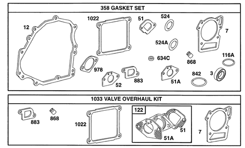 Gasket Sets 1 Diagram and Parts List for 161432-0126-XX  Briggs and Stratton Engine
